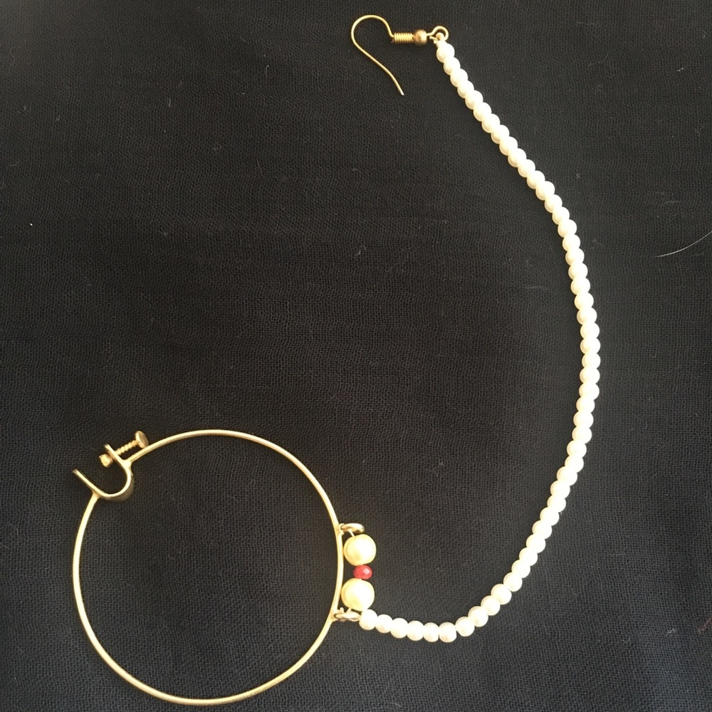 Pearl and gold nose ring nath for brides